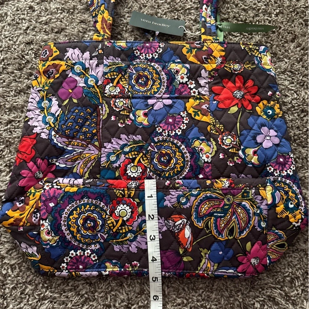 Vera Bradley Quilted Floral Tote in Purple with Multicolor Accents